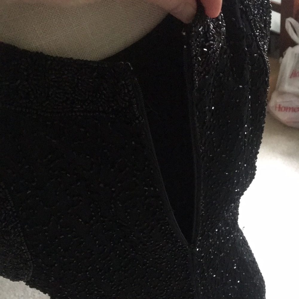 Laurence Kazar NEW YORK black beaded lined cocktail dress 100% silk - Picture 6 of 8